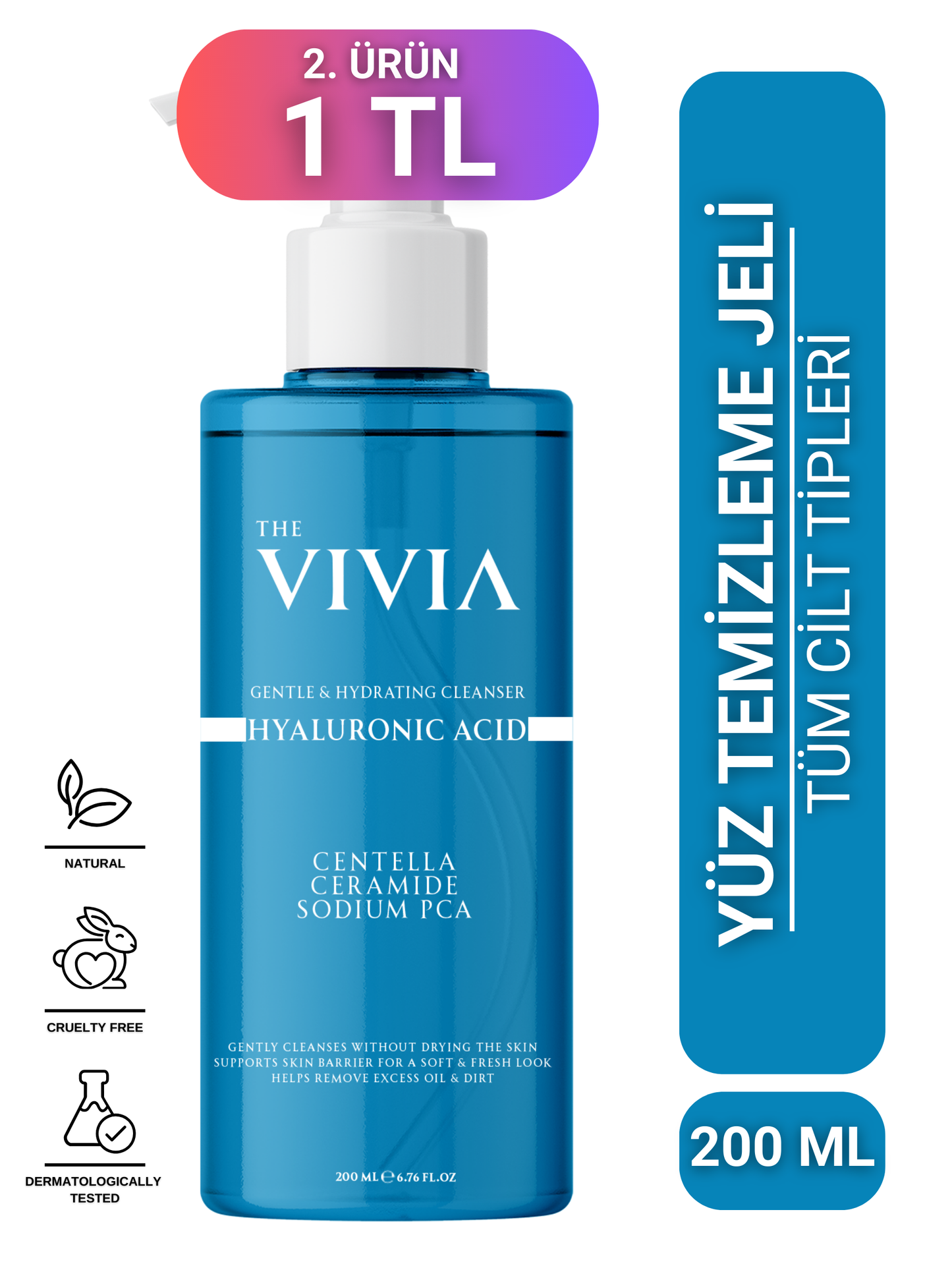 The Vivia Sebum Dengeleyici, ve Siyah Nokta Karşıtı Yüz Temizleme Jeli Tüm Cilt Tipleri 200 ml