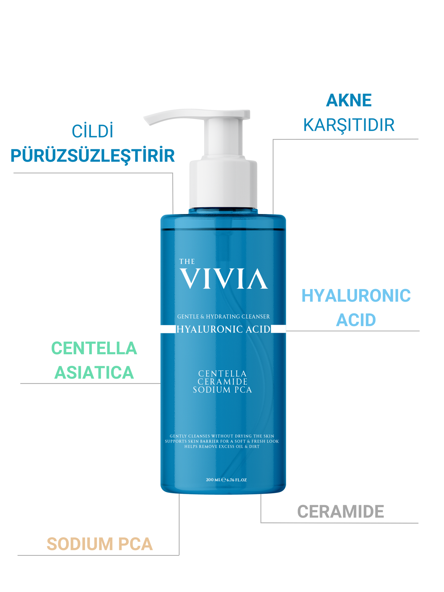 The Vivia Sebum Dengeleyici, ve Siyah Nokta Karşıtı Yüz Temizleme Jeli Tüm Cilt Tipleri 200 ml