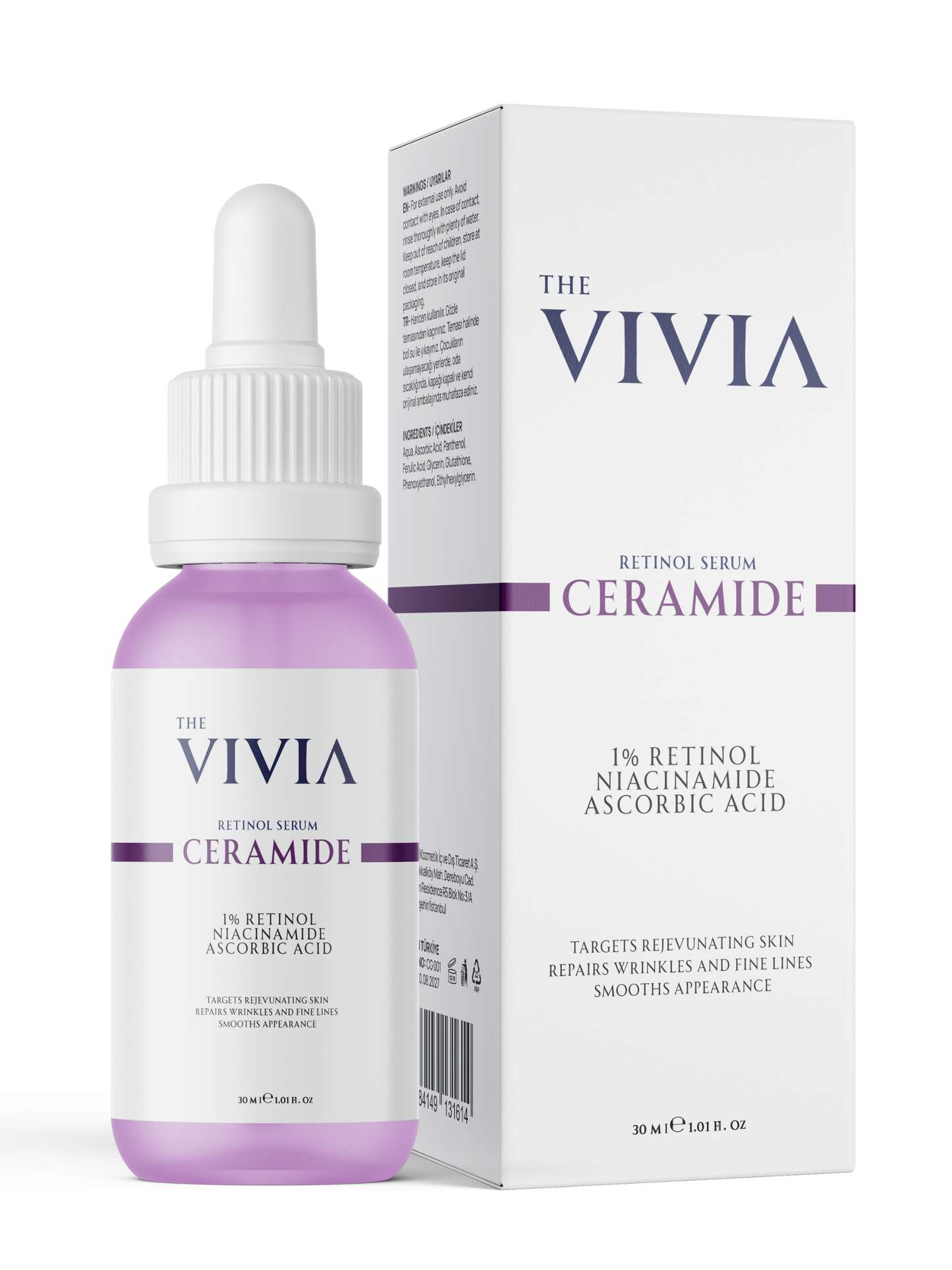 The Vivia Anti-Wrinkle and Anti-Aging Brightening Retinol Serum Ascorbic Acid, 1% Retinol, Ceramide 30 ml