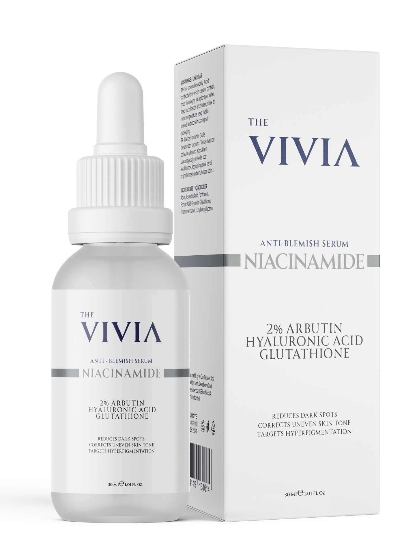 The Vivia Anti-Blemish and Skin Tone Equalizing Skin Serum Glutathione, Niacinamide, Arbutin, Hyaluronic Acid 30 Ml