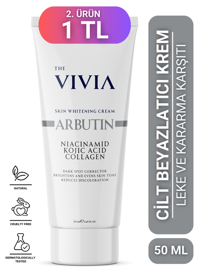 The Vivia Cilt Beyazlatıcı Aydınlatıcı Leke Karşıtı Krem Arbutin, Kojik Asit, Niasinamid, Kolajen, Glutatyon 50 Ml