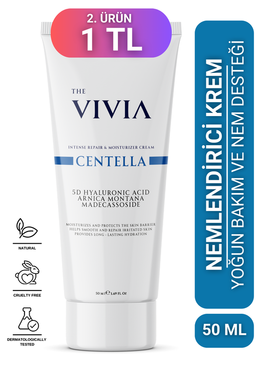 The Vivia Yoğun Bakım ve Nemlendirici Bariyer Destekleyici Cica Krem Madecassoside, Hyaluronik Asit 50 ml