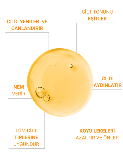 The Vivia Leke Karşıtı Aydınlatıcı C Vitamini Serum Glutatyon, %20 Askorbik Asit, %5 Ferulik Asit 30 ml