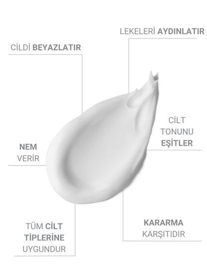 The Vivia Cilt Beyazlatıcı Aydınlatıcı Leke Karşıtı Krem Arbutin, Kojik Asit, Niasinamid, Kolajen, Glutatyon 50 Ml