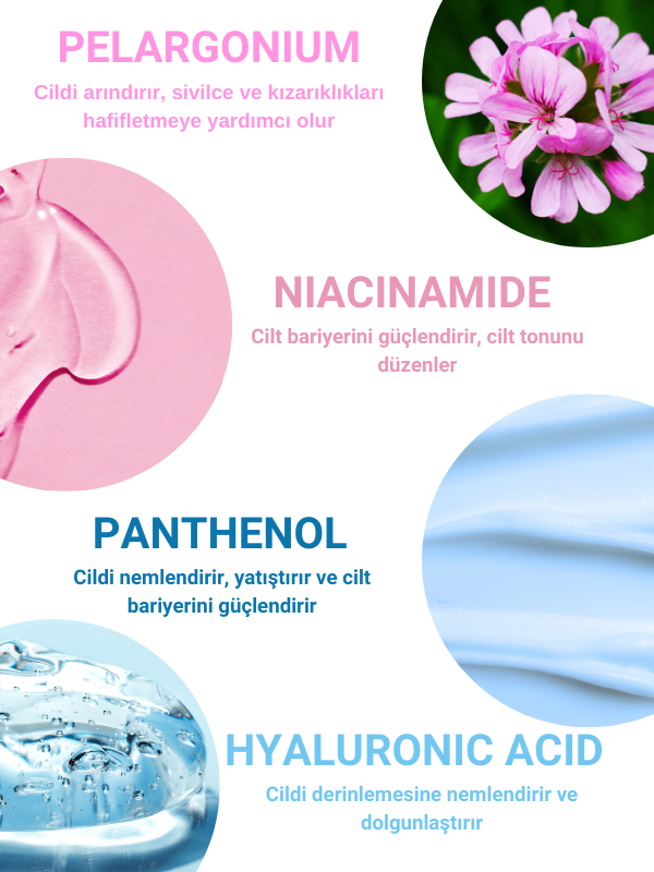 The Vivia Siyah Nokta, Sivilce ve Akne Karşıtı, Gözenek Sıklaştırıcı Cilt Serumu Pelargonium Niacinamide Hyaluronic Acid Panthenol 30 ml