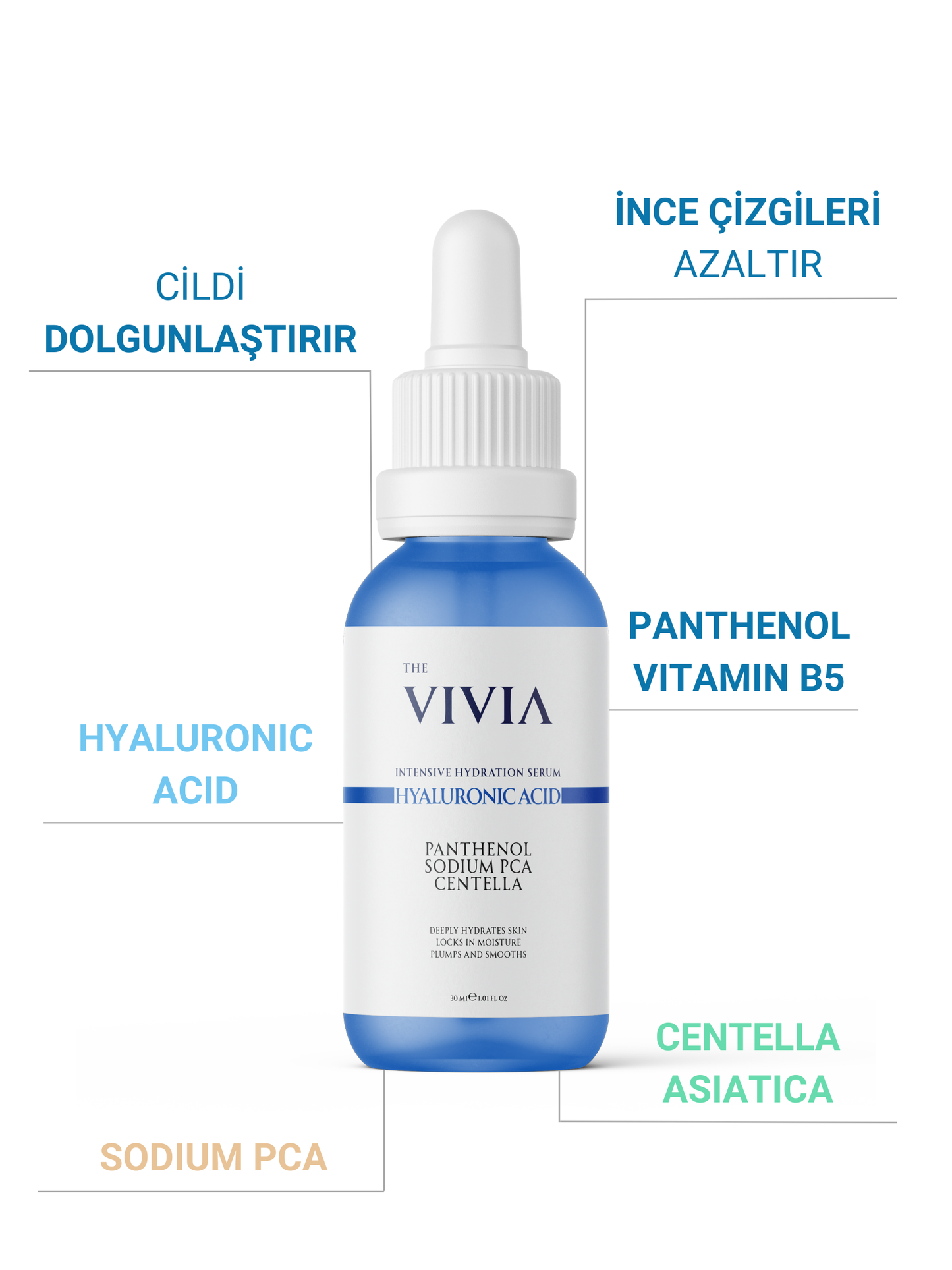 The Vivia Yoğun Nemlendirici, Dolgunlaştırıcı, Bariyer Destekleyici Cilt Serumu Hyaluronic Acid, 30 ml