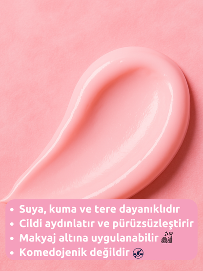 The Vivia Ton Eşitleyici ve Aydınlatıcı, Leke Karşıtı, Yüksek Koruyucu SPF50+ Pembe Renkli Güneş Kremi, 50 ml